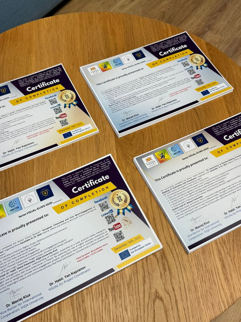 Certificates Ready for VISUAL-EU — photograph 1