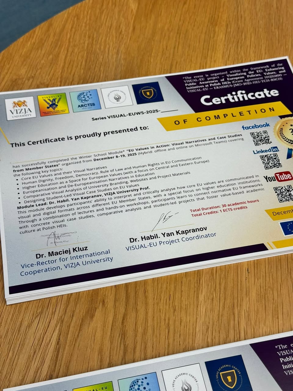 Certificates Ready for VISUAL-EU — photograph 2